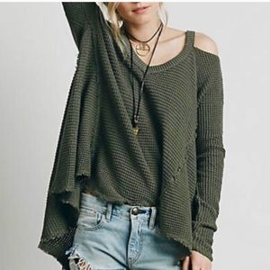 Free People Moonshine Cold Shoulder Knit Sweater